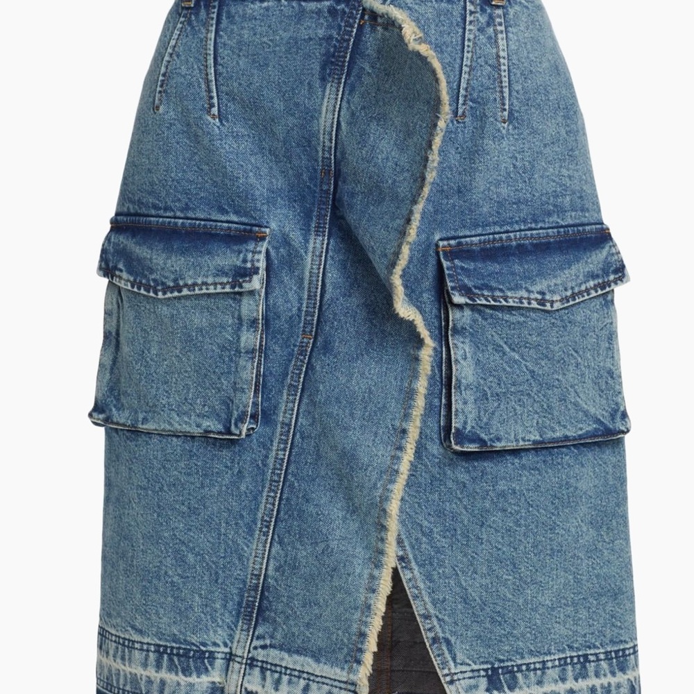 MOSCHINO Jeans - Ruffled Cargo Denim Midi-Skirt